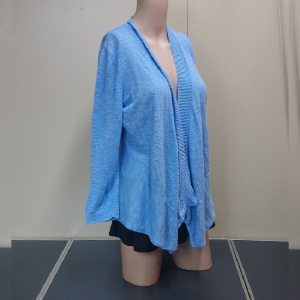 Kasper Wrap Shrug asymmetrical Open Front Blue Md - Picture 2 of 8